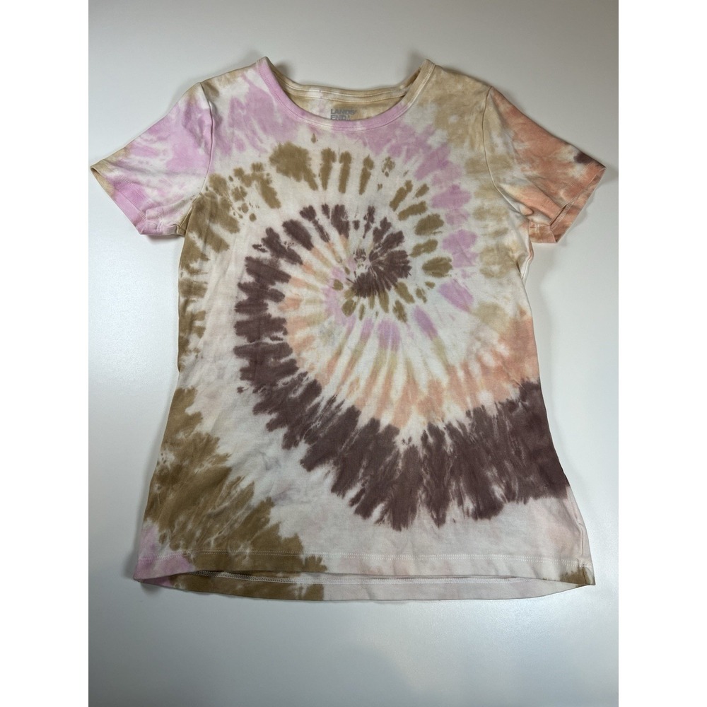 New Lands' End Women's SS Cotton Rib Crewneck Tie Dye T-shirt Multicolor S 4-6